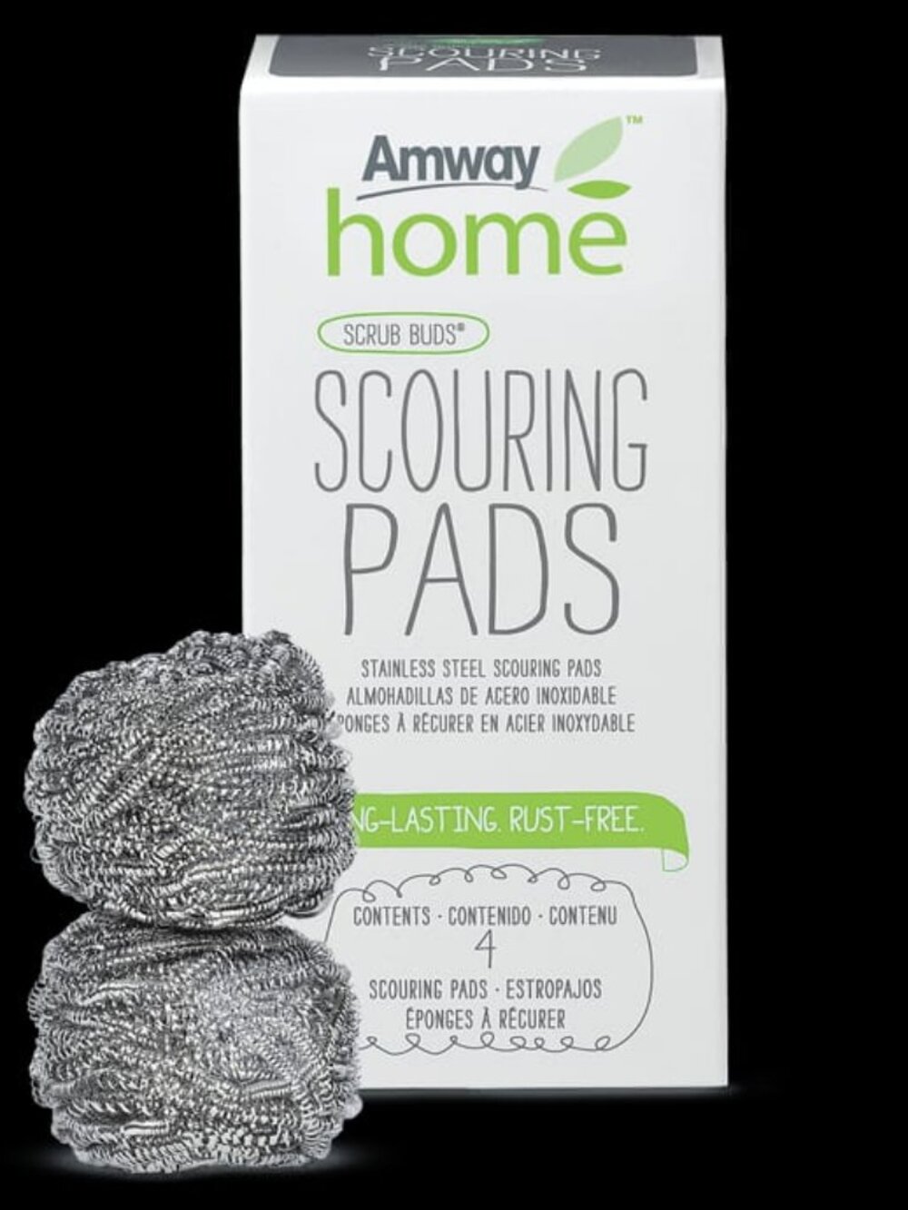 Amway Home Scouring Pads Scrub Buds Stainless Steel 4 Pack Rust-Free